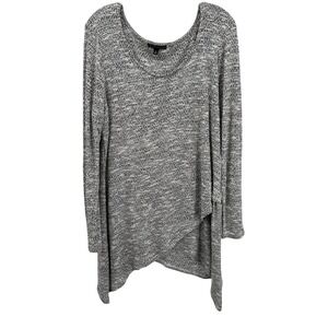 Signature Studio Womens XL Marled Knit Asymmetrical Hem Tunic Top Black White